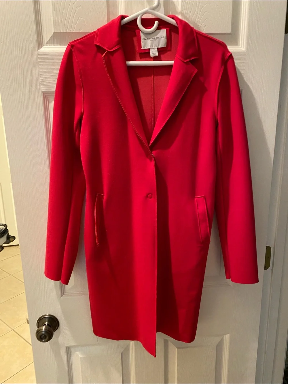 Amanda & Chelsea Red Longline Women's Trench Coat